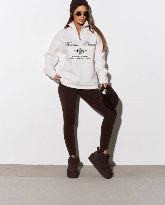 100 Світшот з короткою блискавкою утеплений з вишивкою